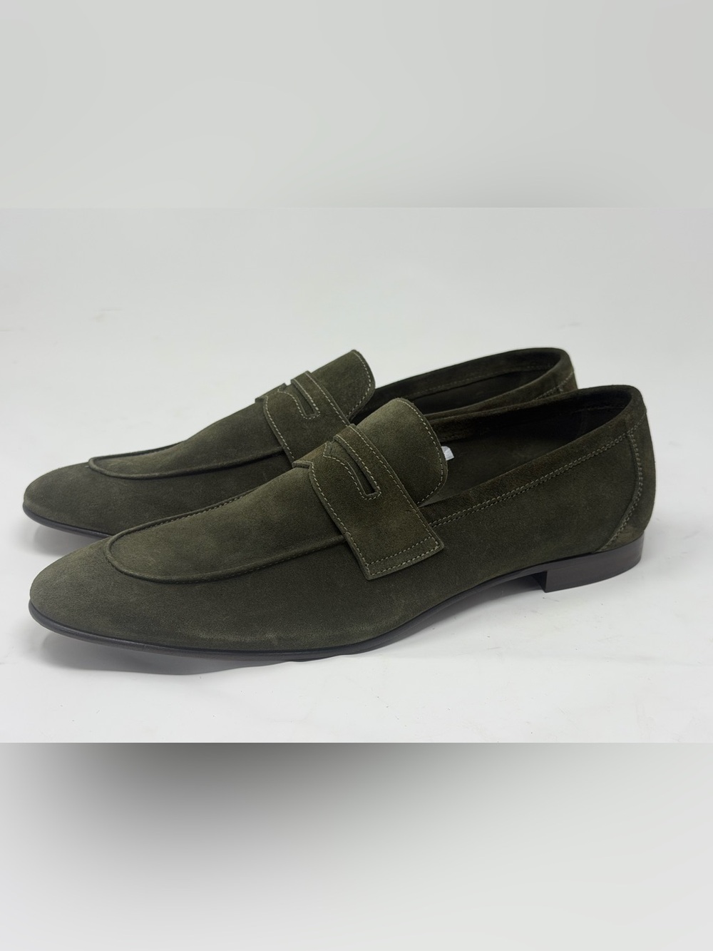 Olive Suede Penny Loafers for Men made in Italy Donald Pliner